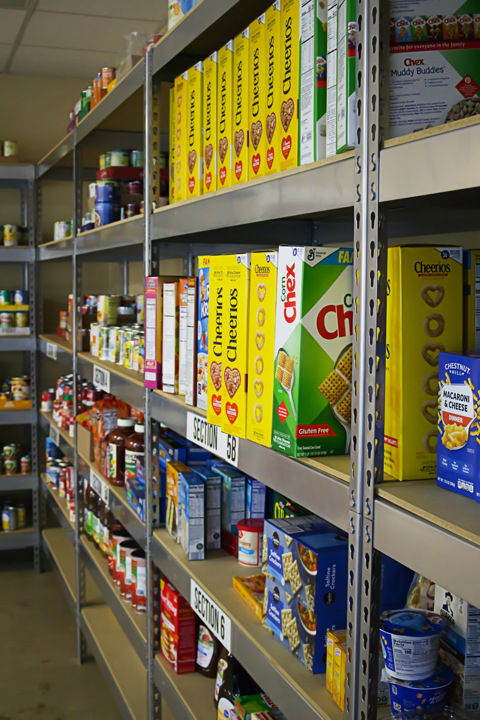 Shelves of food at a community pantry